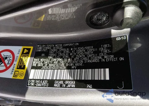 2013 Toyota Highlander Hybrid Limited V6 from USA, damaged, VIN JTEDC3EH2D2016036